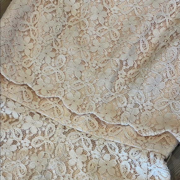 Peach A-line Mini lace Dress with round  Neck for Wedding Guest XS - Picture 3 of 11